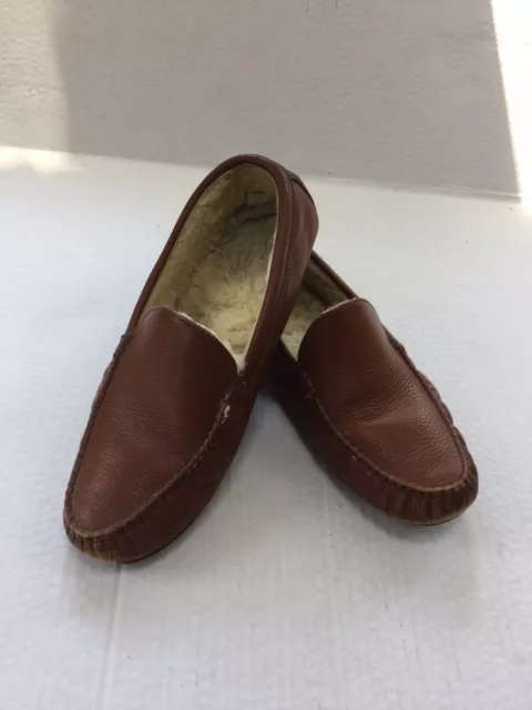 Men's Allen Edmonds Banff  11.5 D Leather Shearling Shoes Moccasin Brown
