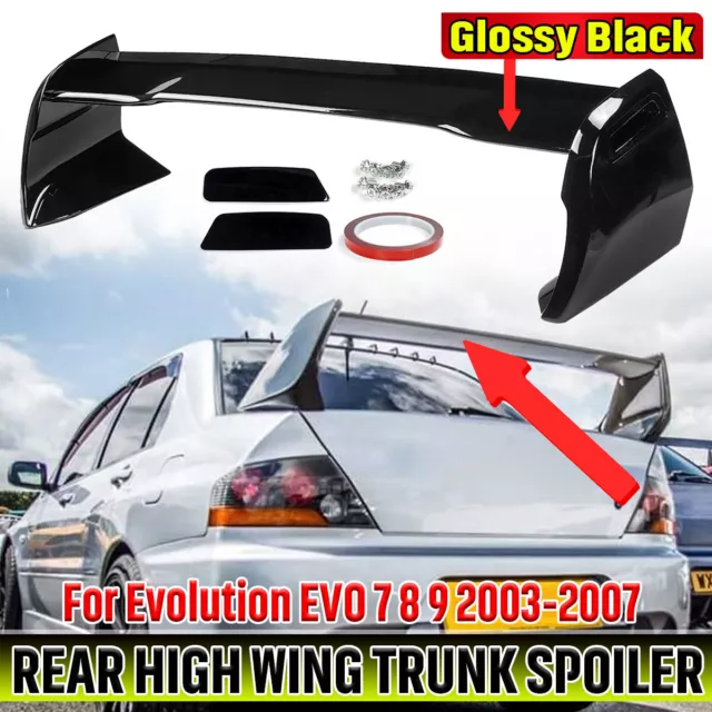 For Mitsubishi Lancer Evo 7 8 9 2003-07 Gloss Black Rear Wing Trunk Spoiler Lip