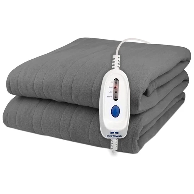 Solid Flannel Warming Twin Electric Blanket - Adjustable Heat