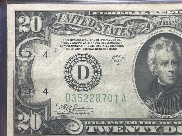 1934A $20 Federal Reserve Bank  Green Seal Mint Crisp Uncirculated Cleveland