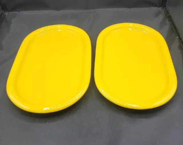 Set of 2 Waechtersbach Buttercup Yellow Oval Serving Platter 11"×7" Fun Factory