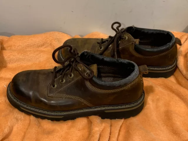 SKECHERS TOM CAT Oxford Brown Distressef Chunky Leather Shoes Mens
