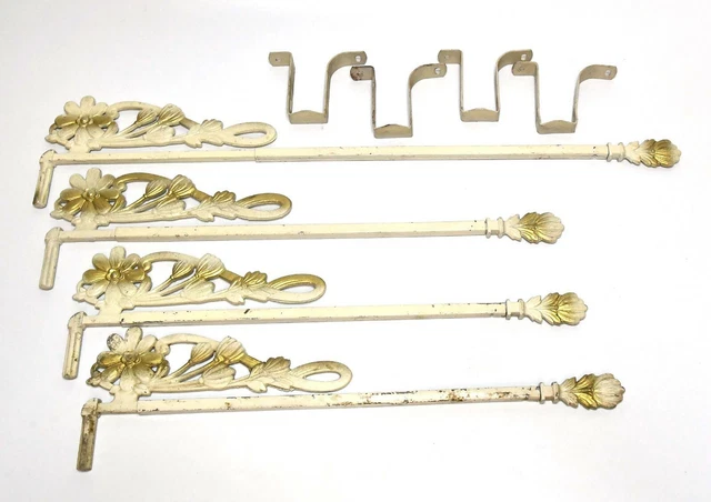 4 Vintage Art Deco Wall Swing Mount Curtain Rod  Brackets Holders #Dc