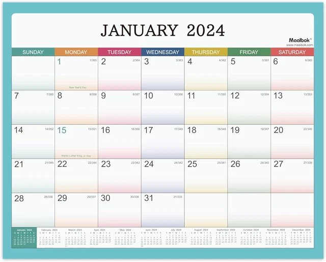 2024 CALENDAR Jan. 2024 to Dec.2024 Fridge Monthly