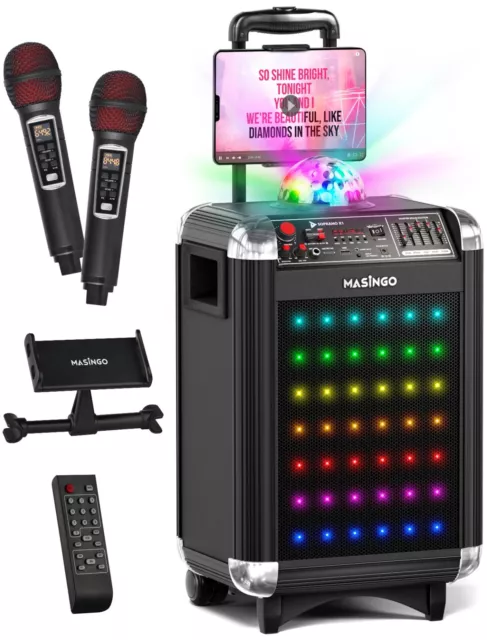 Portable Bluetooth Speaker Karaoke Machine System +Microphone Party Light  /Strap
