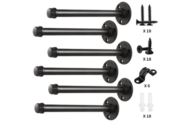 12-Inch Pipe Shelf Brackets for DIY Floating Shelves, Industrial Iron Pipe Brack