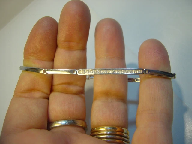 Vintage Sterlingsilber Ungewöhnliches Glitzerndes Armband Beste Qualität 7,5 Zoll