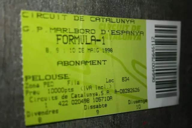 Ticket )) GRAND PRIX D'ESPAGNE 2001 / FORMULE 1