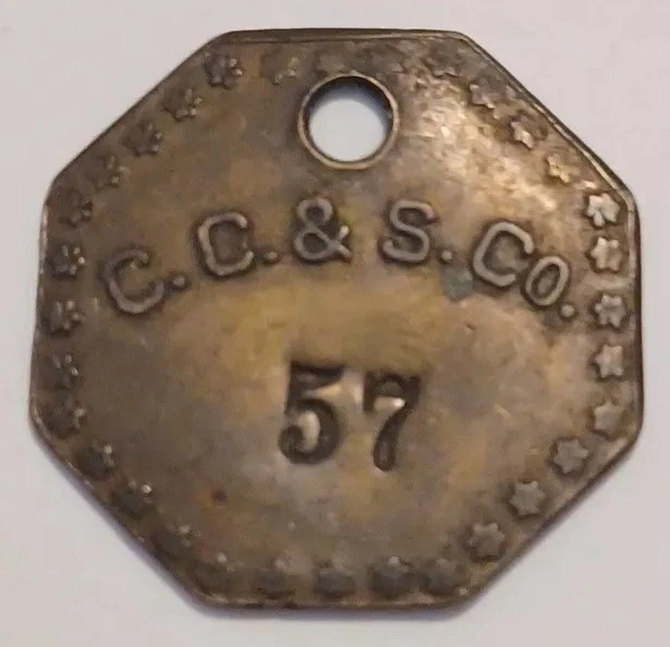 Antique Brass C. C. & S. CO. Store Tag #57