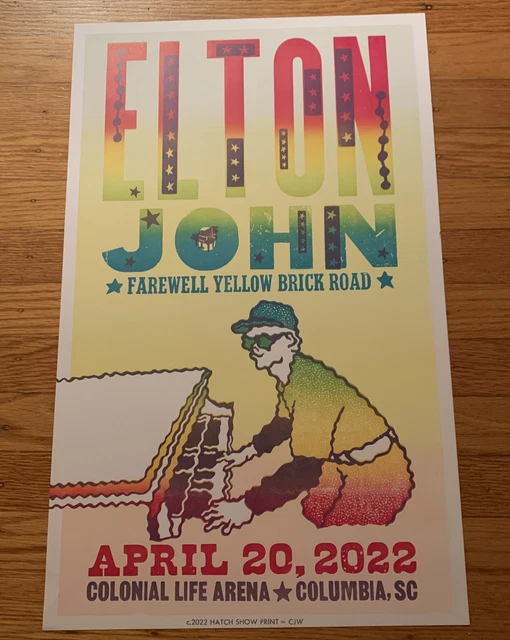 Elton John rare 2022 Columbia SC Hatch Show print Farewell Poster Mint Condition