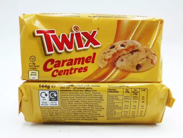 TWIX Doux Centre Biscuits 144G Caramel Cookies - Paquet De 8