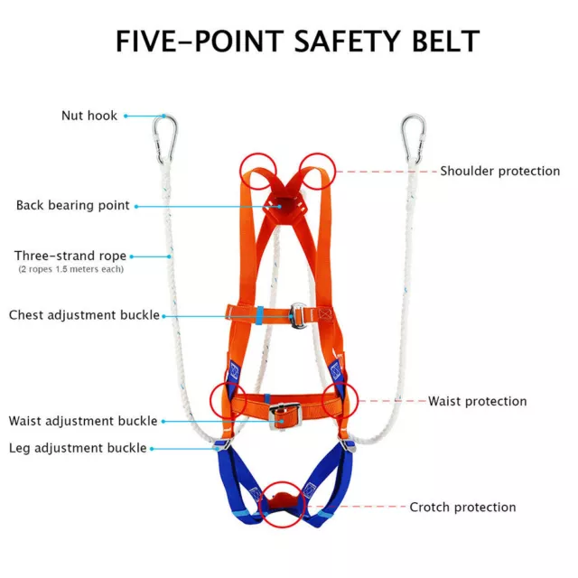 Full Body Rock Tree Climb Harness Safety Belt Rope Detachable Full Body Harness 2