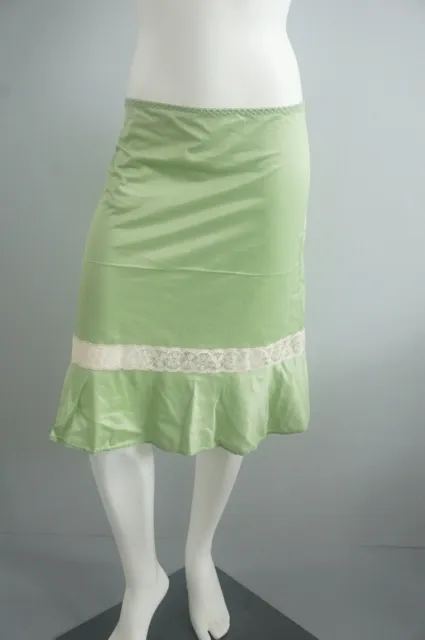 Petticoat Margret Green Lace Insert White 70s