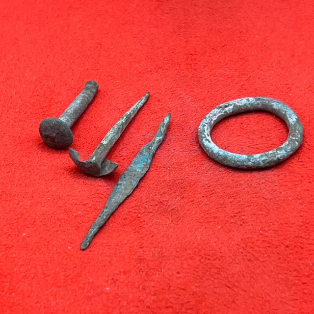 Ancient Bronze Viking miscellaneous parts needle ring hairpin 10th-12th century 2