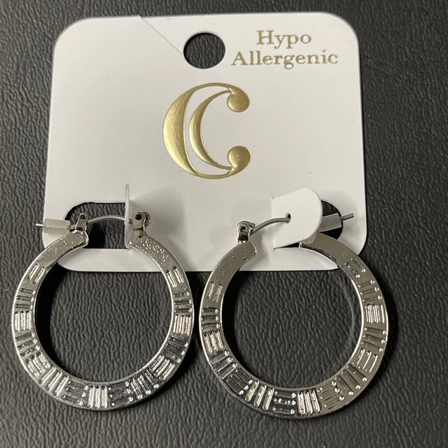 Charming Charlie Silver Small Amazon Hoop Hypoallergenic Earrings