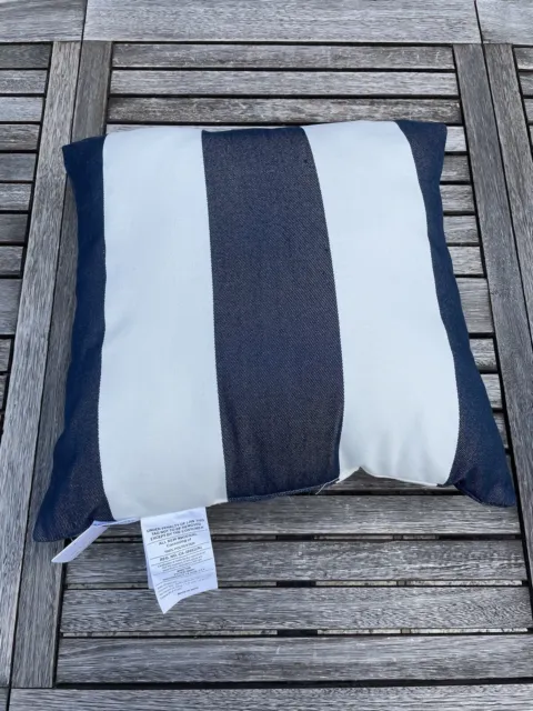 Pottery Barn Classic Striped Outdoor Decorative Pillow Ink Blue 20”x20” NWT