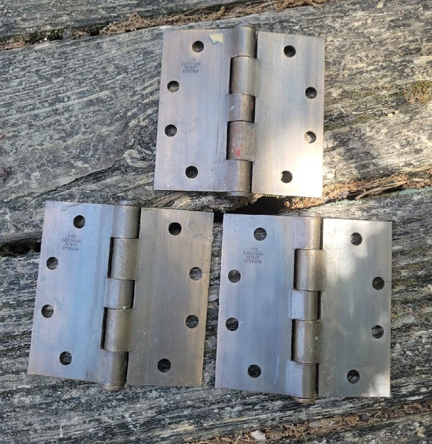 Stanley Works F179 Brass Plate Hinges USA Salvaged Mid Century Patent J Carroll