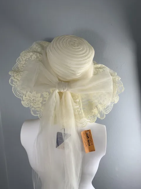 Vintage Bridal Wedding Hat With Lace And Netting New Original Tags Oldstock