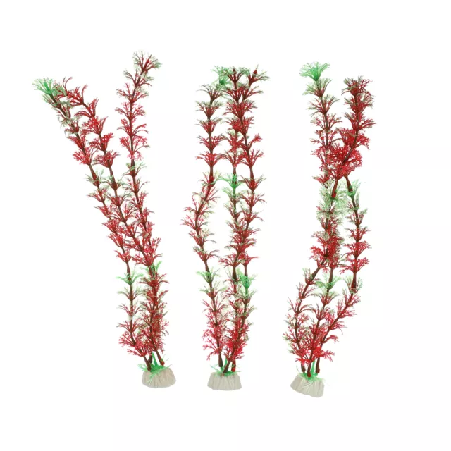 3 Pcs Aquarium Plastique Plantes, Artificiel Aquatique Plante Rouge, Vert