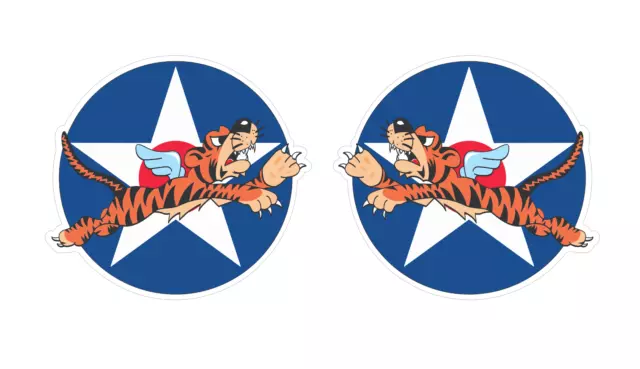 AVG Flying Tiger Fighter Insignia stickers, WWII Military Airplane | Size: 12"