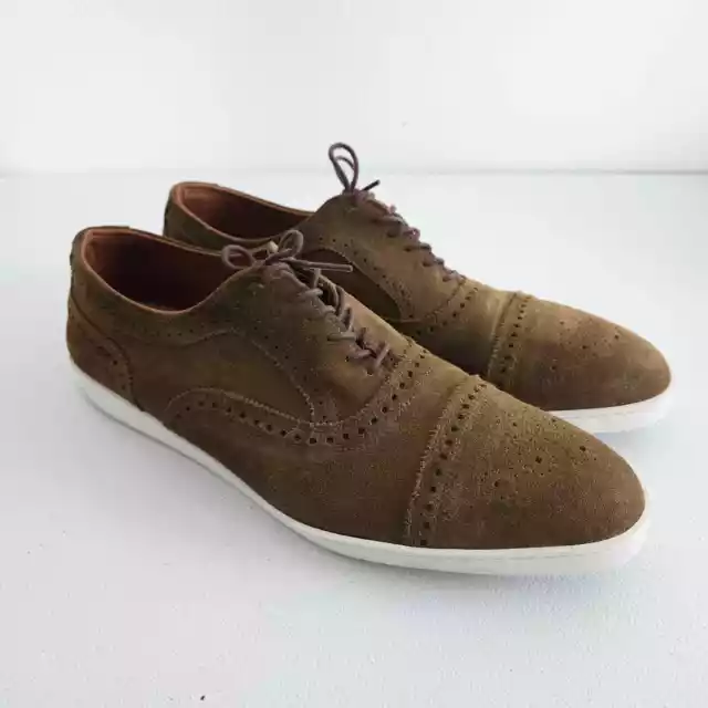 Allen Edmonds Strand Oxford Dress Shoes Mens 12 Brown Suede Brogue Business