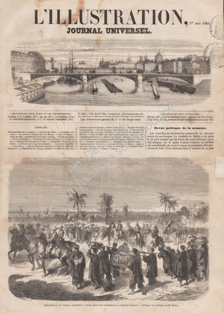 ANNAM  Villageois annamites se soumettant Gravure Engraving 1861