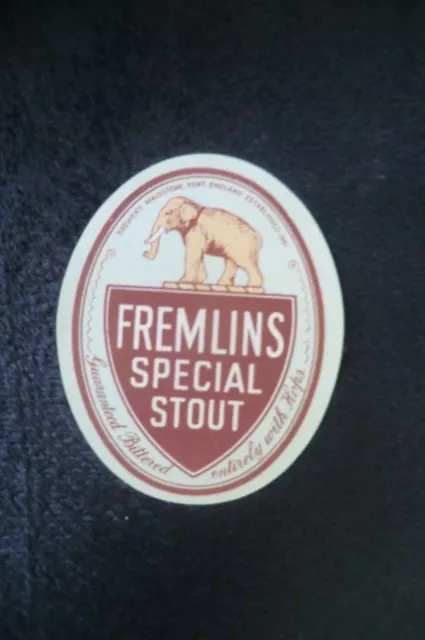 Mint Fremlins Maidstone Kent Special Stout Brewery Beer Bottle Label