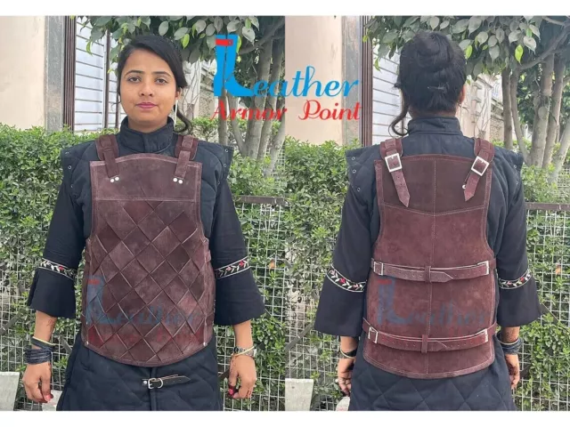Medieval Female Mercenary Leather Body Armor Weave Larp Costume Leather Armor