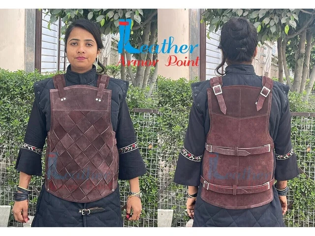 Medieval Female Mercenary Leather Body Armor Weave Larp Costume Leather Armor