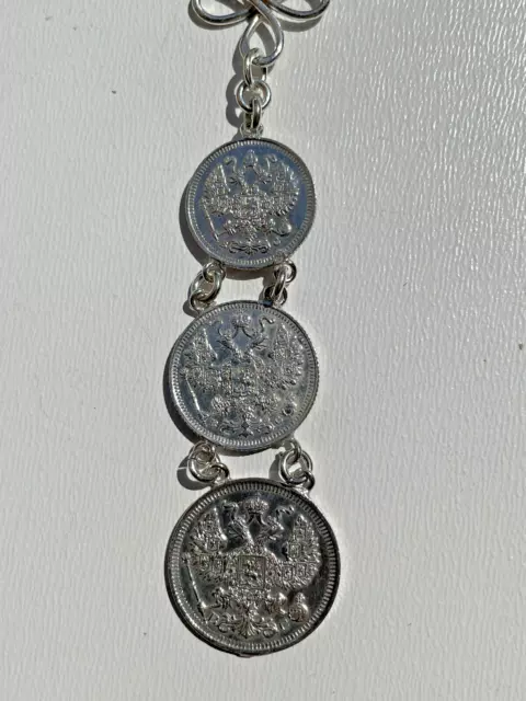 Uhrenzipfel Chatelaine Anhänger für Taschenuhr Russland Kopeken Russia Silber 2