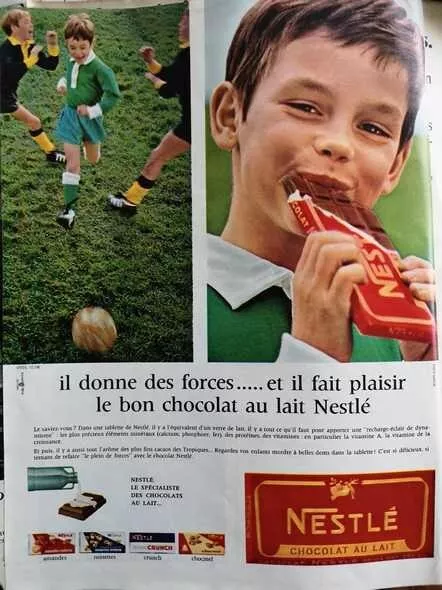PUBLICITE de 1965 - Nestlé chocolat au lait - donne des forces fait plaisir  927