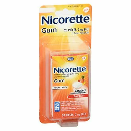 Nicorette Nicotine Polacrilex Gum Fruit Chill 20 Chaque