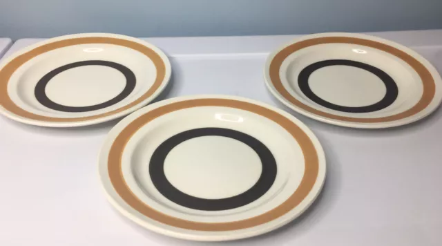 3 Vintage Carrigaline COLLEEN Ireland Brown Bands Bread Butter Plates Dishes 7”