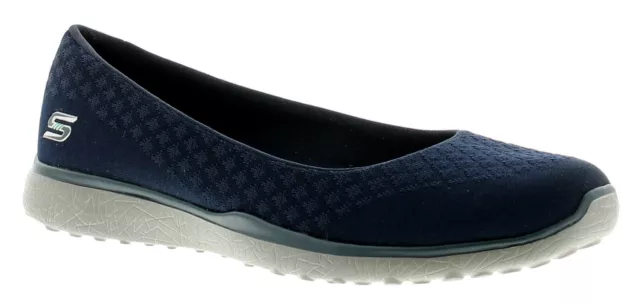 Skechers scarpe da ginnastica da donna décolleté all'uncinetto microburst slip on navy UK taglia 3