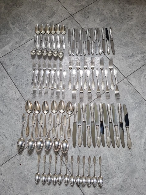 12 Pièces Ménagère PP Blanc/Flitter Mars Oiseaux Solingen # 29 00