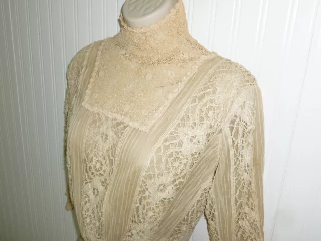 Antique Blouse Mixed Lace 1900s Victorian Irish Crochet Lace Maltese Cluny Lace Antique Blouse Mixed Lace 1900s Victorian Irish Crochet Lace Maltese Cluny Lace