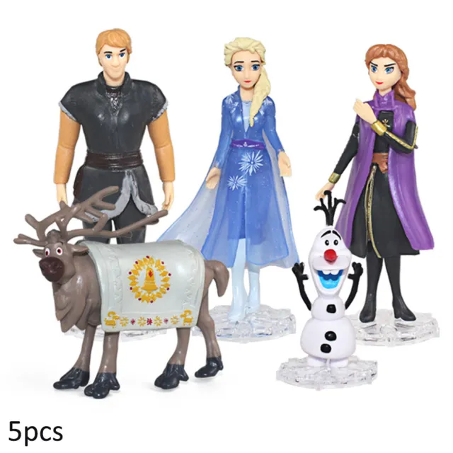 5pcs Frozen Princess Cake Toppers Elsa Olaf Anna Figures Set Disney Toys Gifts.