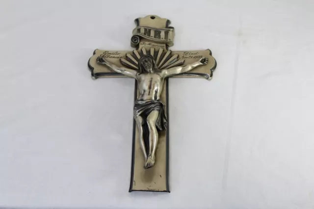 Antique Jesus Christ Crucifix Cross Religious Christianity 1933 Emilio Albanese