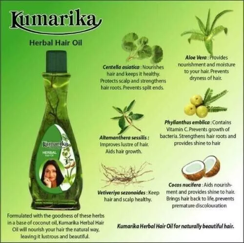 KUMARIKA HERBAL HAIR OIL 100% Natural Ayurvedic Mix Herbs Sri lanka 100ml