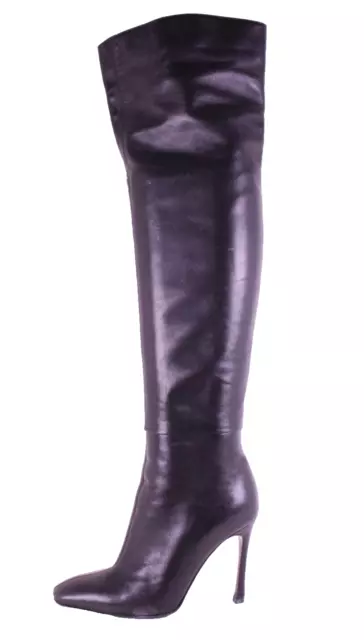 SERGIO ROSSI Black Leather Over The Knee High Heeled Stiletto Boots 37.5