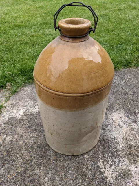 Large Genuine Vintage Stoneware Bottle Jar Antique Earthenware Storage Pot. Deco