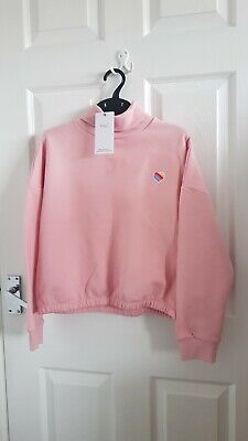 Girls Pink Heart Roll Neck Sweatshirt Age 11-12 From Marks And Spencer BNWT