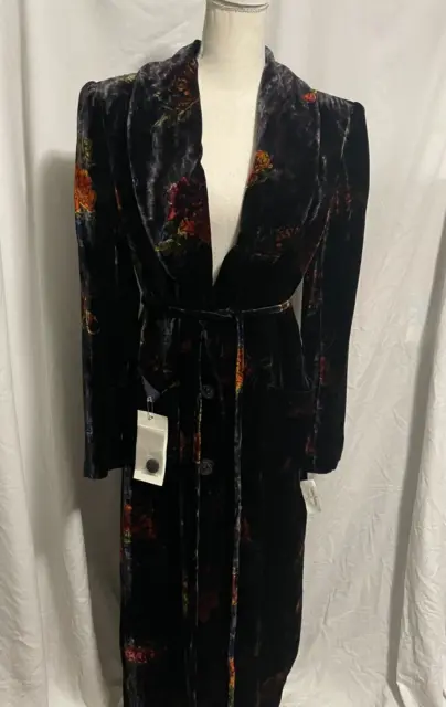 Vintage Emanuel Ungaro Parallele Full Length Silk Velvet Coat, Size 12 - RARE!