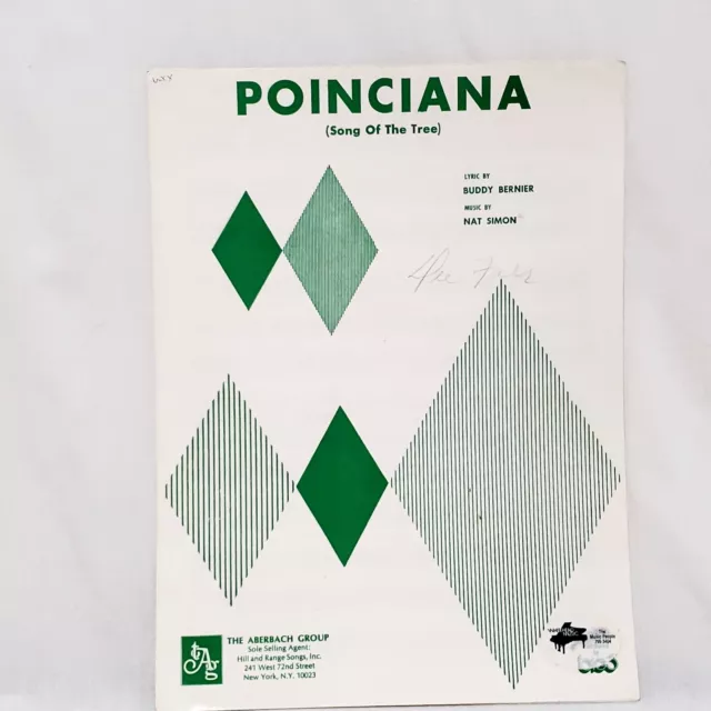 Poinciana Song of The Tree Sheet Music 1964 Vintage Piano Buddy Bernier