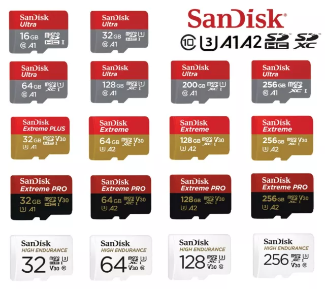 Micro SD SanDisk 16GB 32GB 64GB 128GB 256GB 512GB Ultra Extreme Pro Memory Card