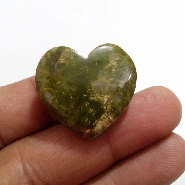 Attraente cabochon a forma di cuore in diaspro Unakite 64,10 Crt Gemma...