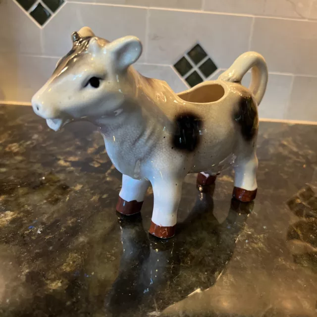 Vintage Cow Creamer Bull WALES CHINA Hand Painted JAPAN Signed