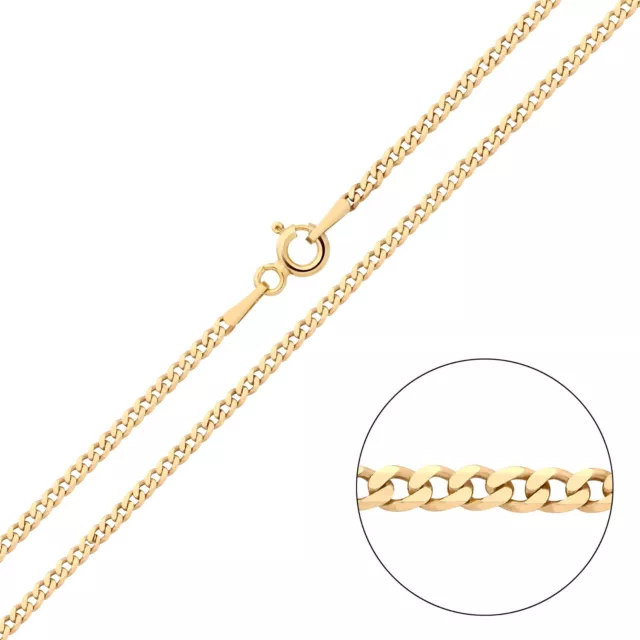 9Ct Yellow Gold & Silver 2Mm Curb Chain / Necklace - 16" 18" 20" 22" 24"