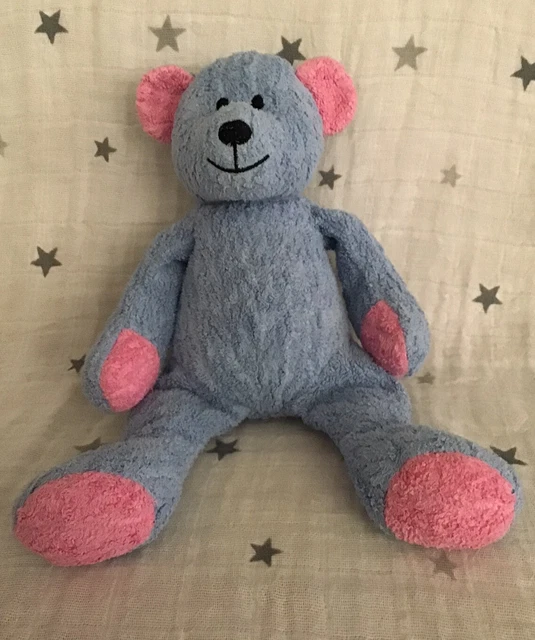 MOTHERCARE VINTAGE CHENILLE Teddy Bear Blue Soft Toy Comforter 25cm £74.99 PicClick UK