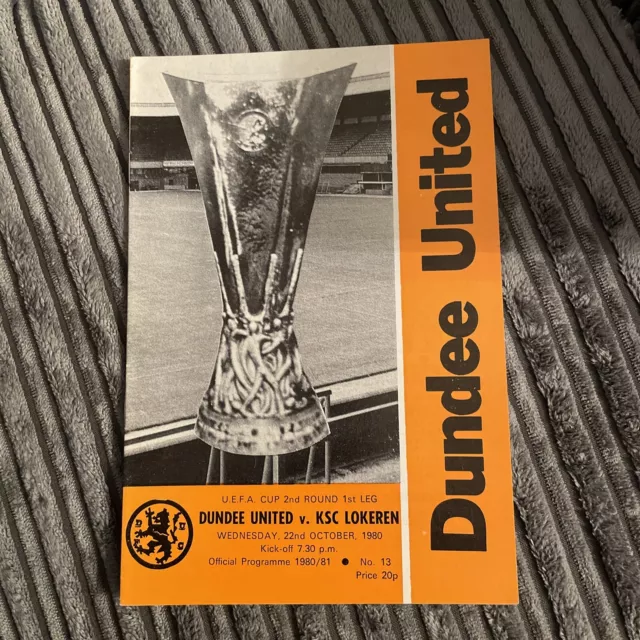 1980 Dundee Utd United V Ksc Lokeren Uefa Cup 2Nd Round 1St Leg Programme Vgc